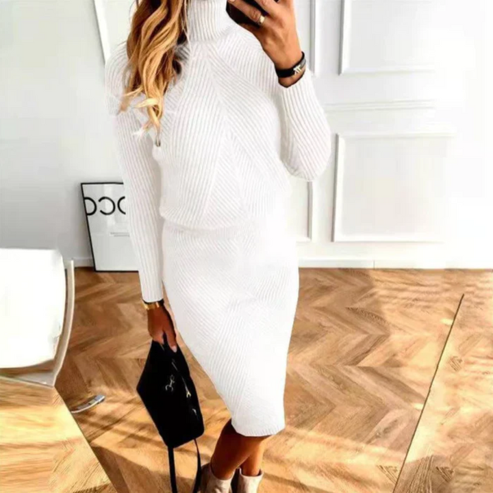 Dot Chunky Knit Dress with Roll Neck Foto 7