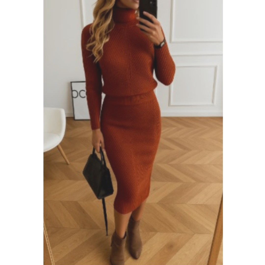 Dot Chunky Knit Dress with Roll Neck Foto 9