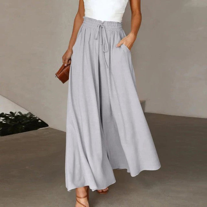 Edie Wide-Leg Linen Culotte Trousers with High Waist Foto 3