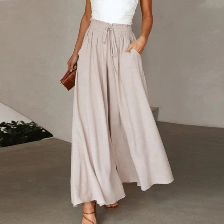 Edie Wide-Leg Linen Culotte Trousers with High Waist Foto 5
