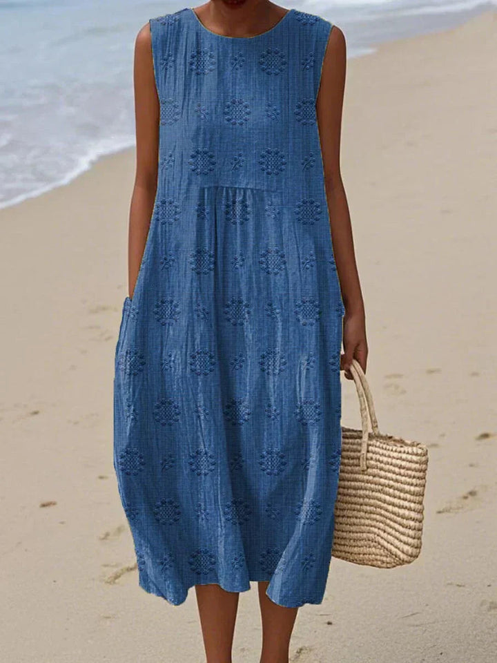 Effie Green Linen Beach Dress with Textured Weave Foto 2