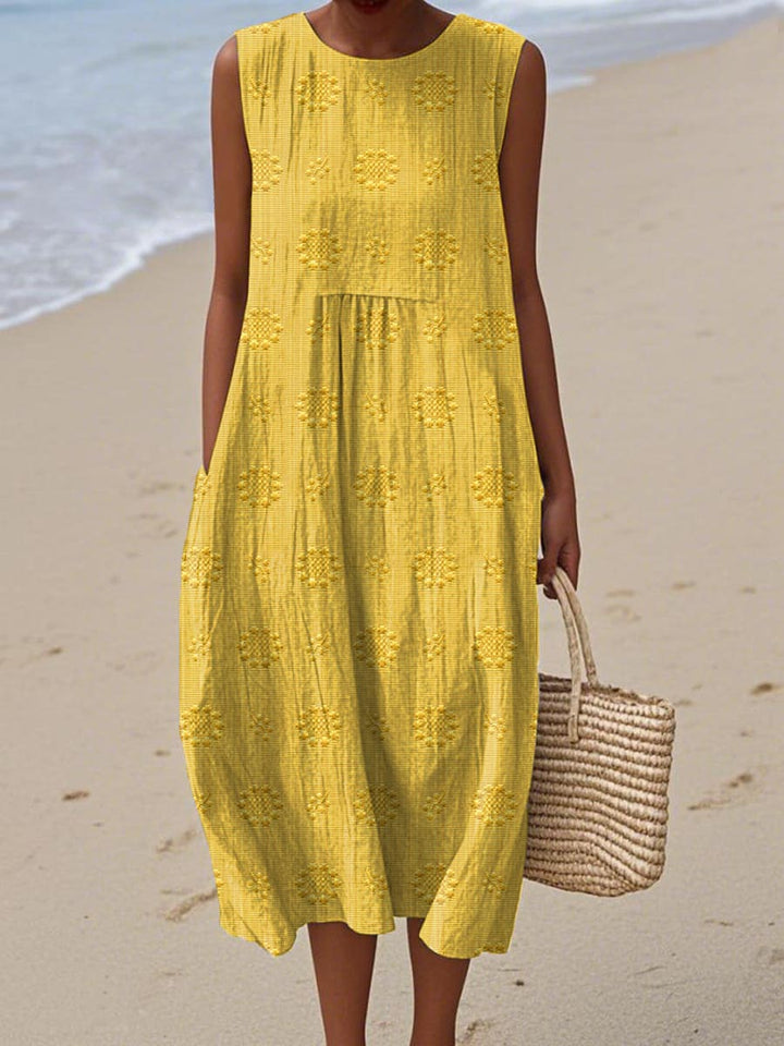 Effie Green Linen Beach Dress with Textured Weave Foto 3