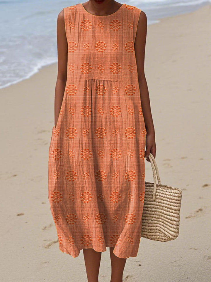 Effie Green Linen Beach Dress with Textured Weave Foto 6