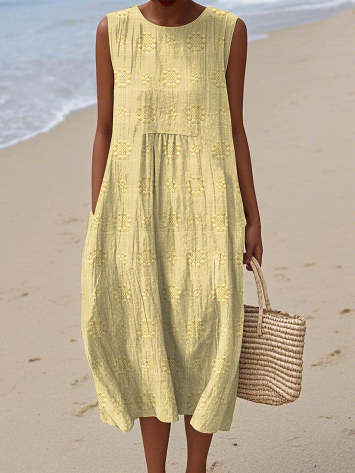 Effie Green Linen Beach Dress with Textured Weave Foto 7