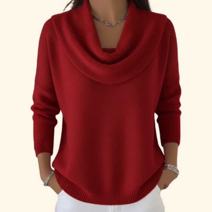 Effortless Waterfall Pullover in Red