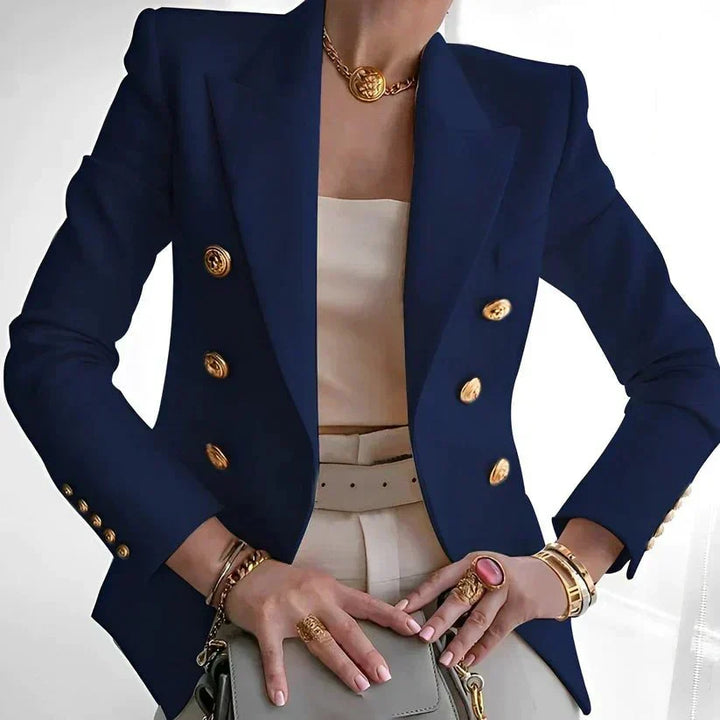 Elegant Double-Breasted Blazer for Women in Black