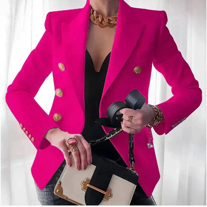Elegant Double-Breasted Blazer for Women in Pink