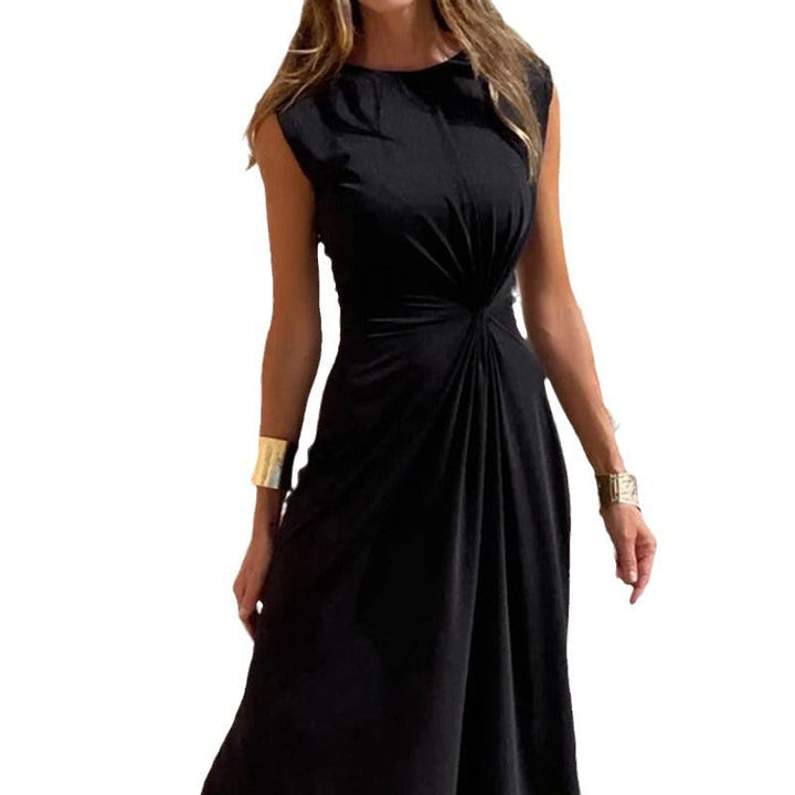 Elegant Evening Dress with Stylish Pleats in Wine red 5