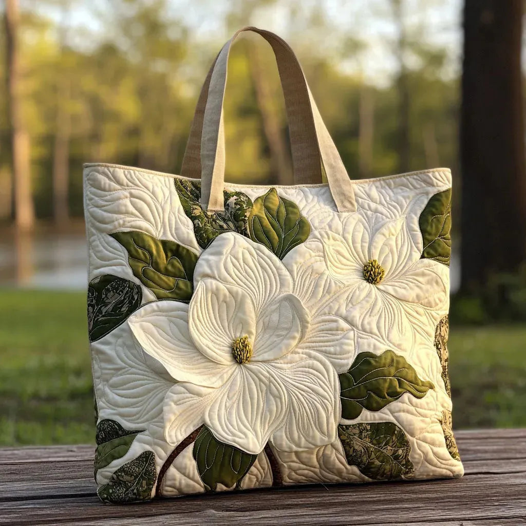 Elegant Floral Everyday Tote Bag for Women in White