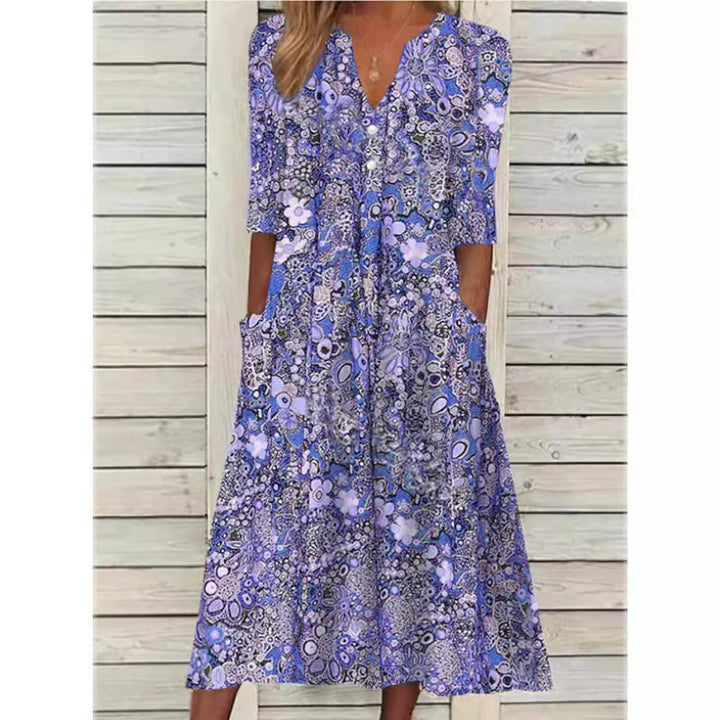 Elegant Flowy Summer Beach Dress in Blue 2