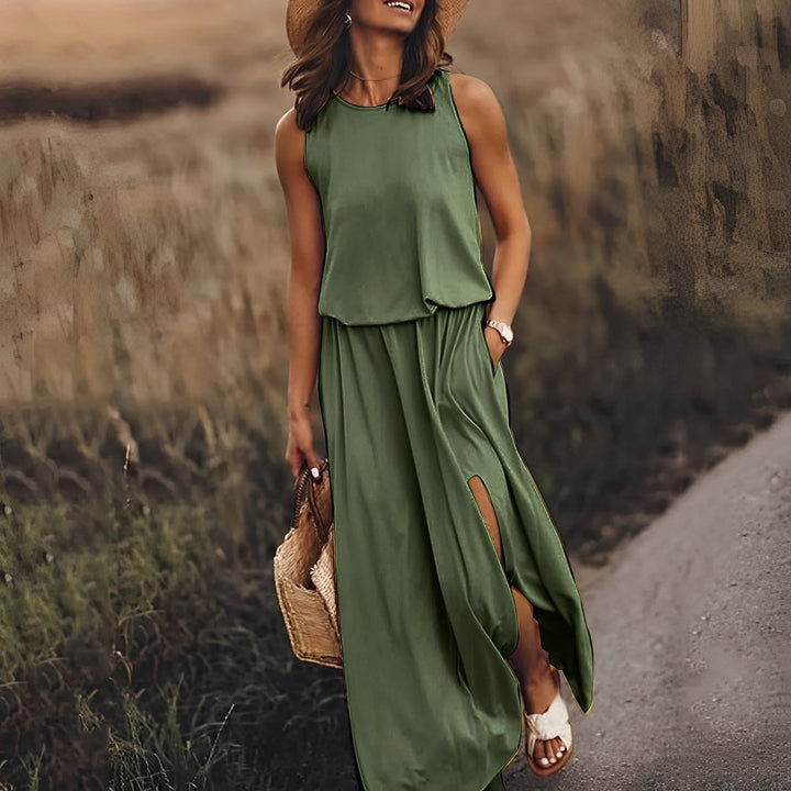 Elegant Summer Maxi Dress in Dark Green