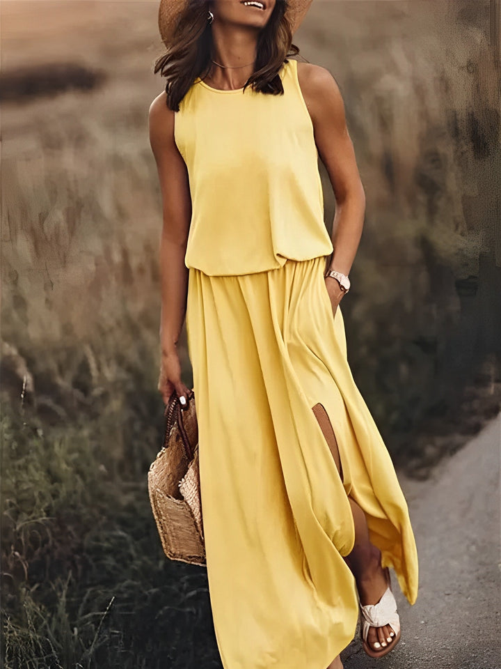 Elegant Summer Maxi Dress in Yellow 2