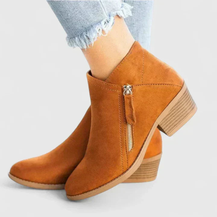 Elegant Women's Black Ankle Boots in Brown