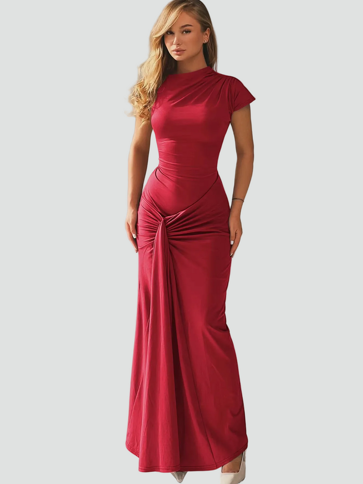 Elegant Women's Maxi Cocktail Dress with Short Sleeves (10)