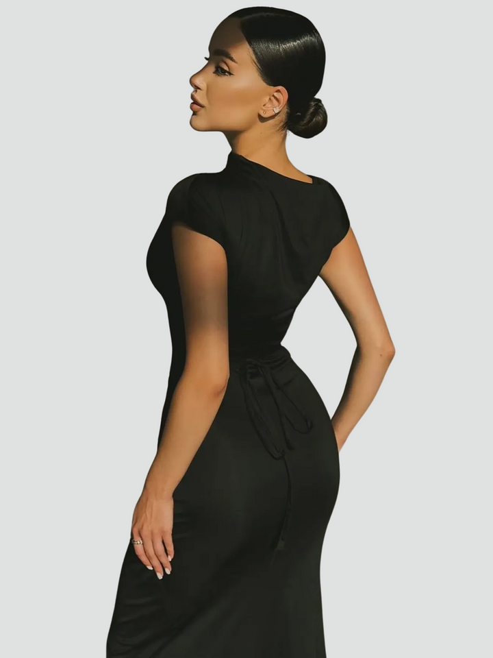 Elegant Women's Maxi Cocktail Dress with Short Sleeves (11)