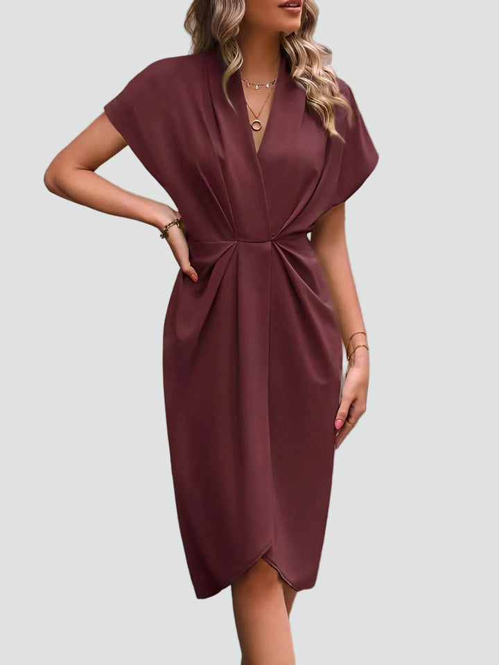 Elegant Women's Midi Wrap Cocktail Dress in Roest