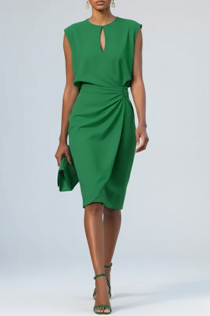 Elegant Women's Summer Midi Dress in Green