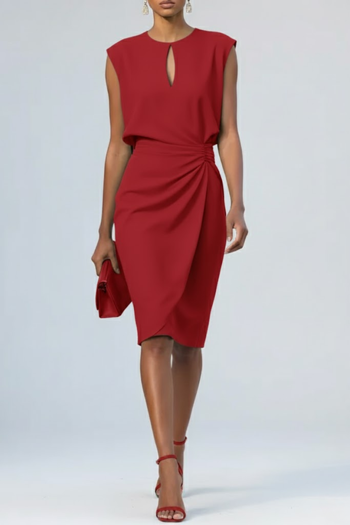 Elegant Women's Summer Midi Dress in Red