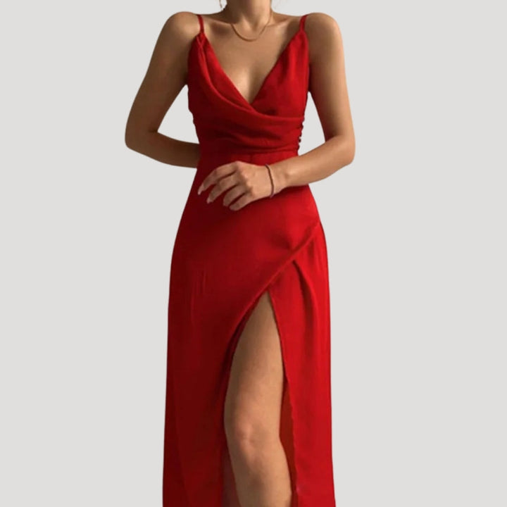 Emily Maxi Wedding Guest Dress with Side Slit Foto 1