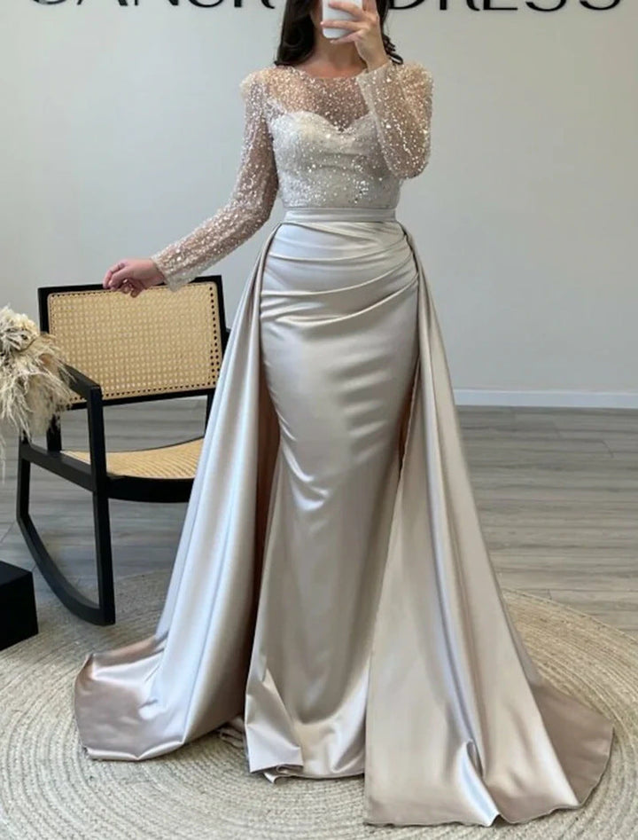 Eva Beaded Evening Dress with Satin Skirt Foto 6