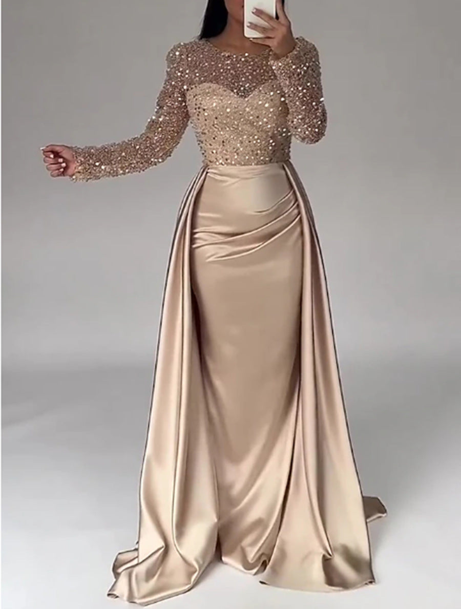 Eva Beaded Evening Dress with Satin Skirt Foto 9