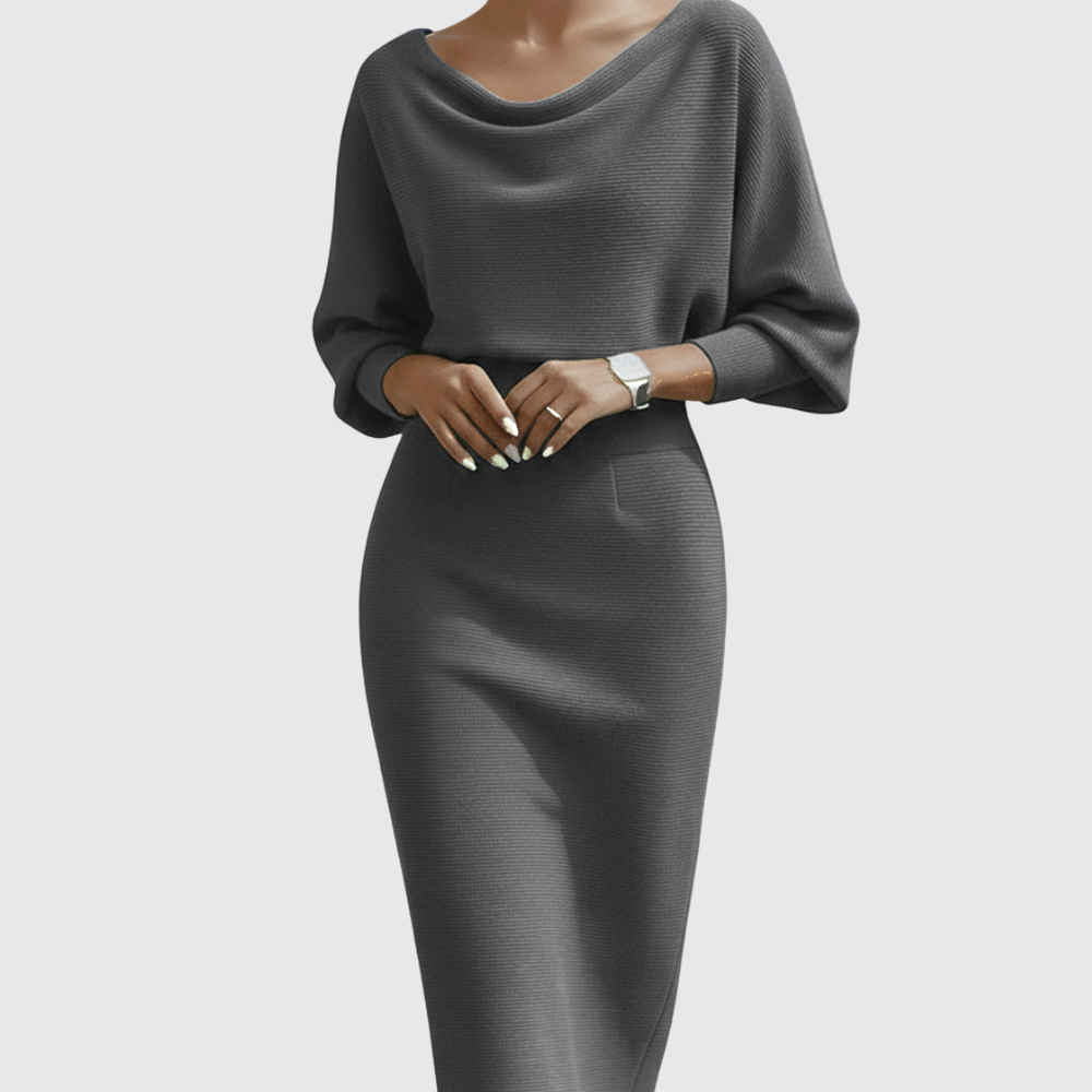 Faye Draped Knit Dress with Batwing Sleeves Foto 2