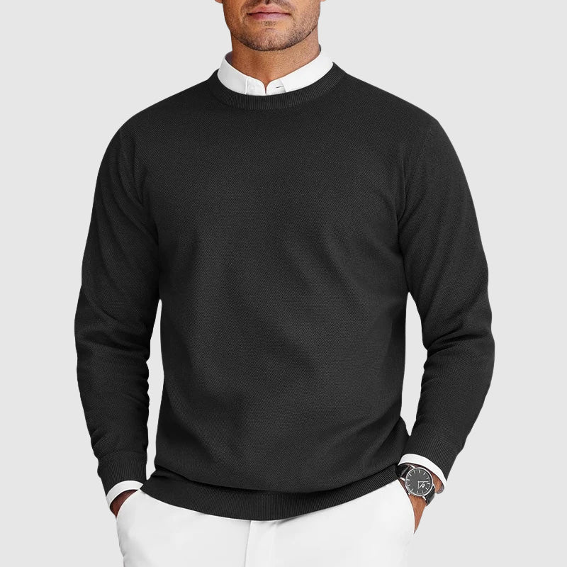 Fitted Men's Christmas Jumper for Layering in Black