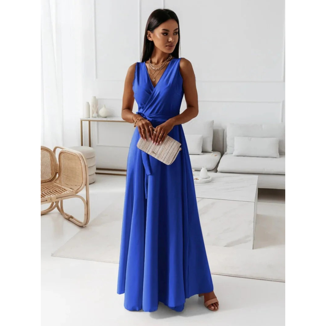 Flowing Women's Fall Wedding Guest Dress in Blue