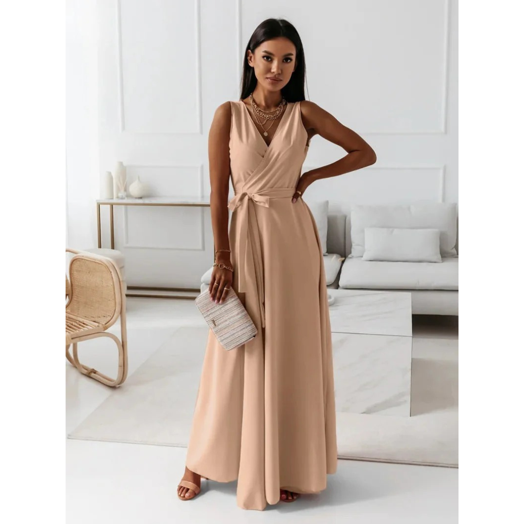 Flowing Women's Fall Wedding Guest Dress in Khaki