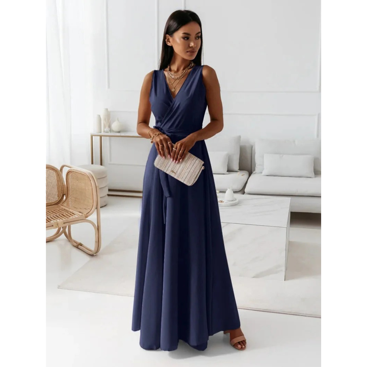 Flowing Women's Fall Wedding Guest Dress in Navy