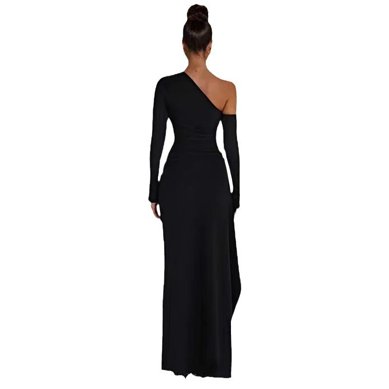 Freya Black One-Shoulder Evening Dress with High Slit Foto 5