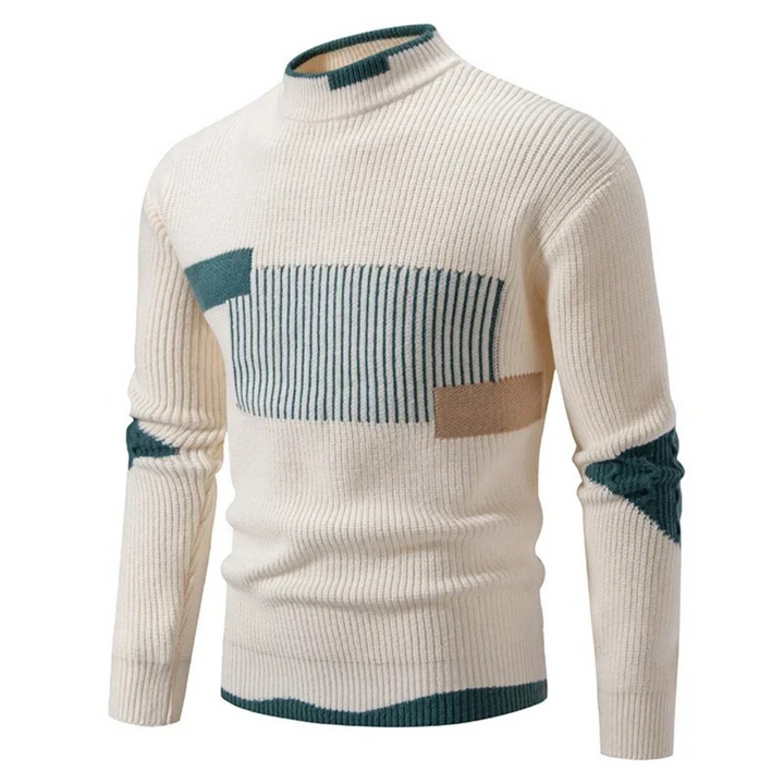 Geometric Knit Men's Jumper for Autumn in Geometrisch Beige