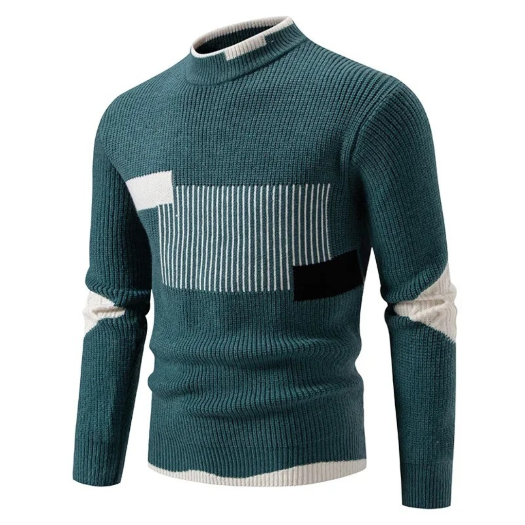 Geometric Knit Men's Jumper for Autumn in Geometrisch Grün