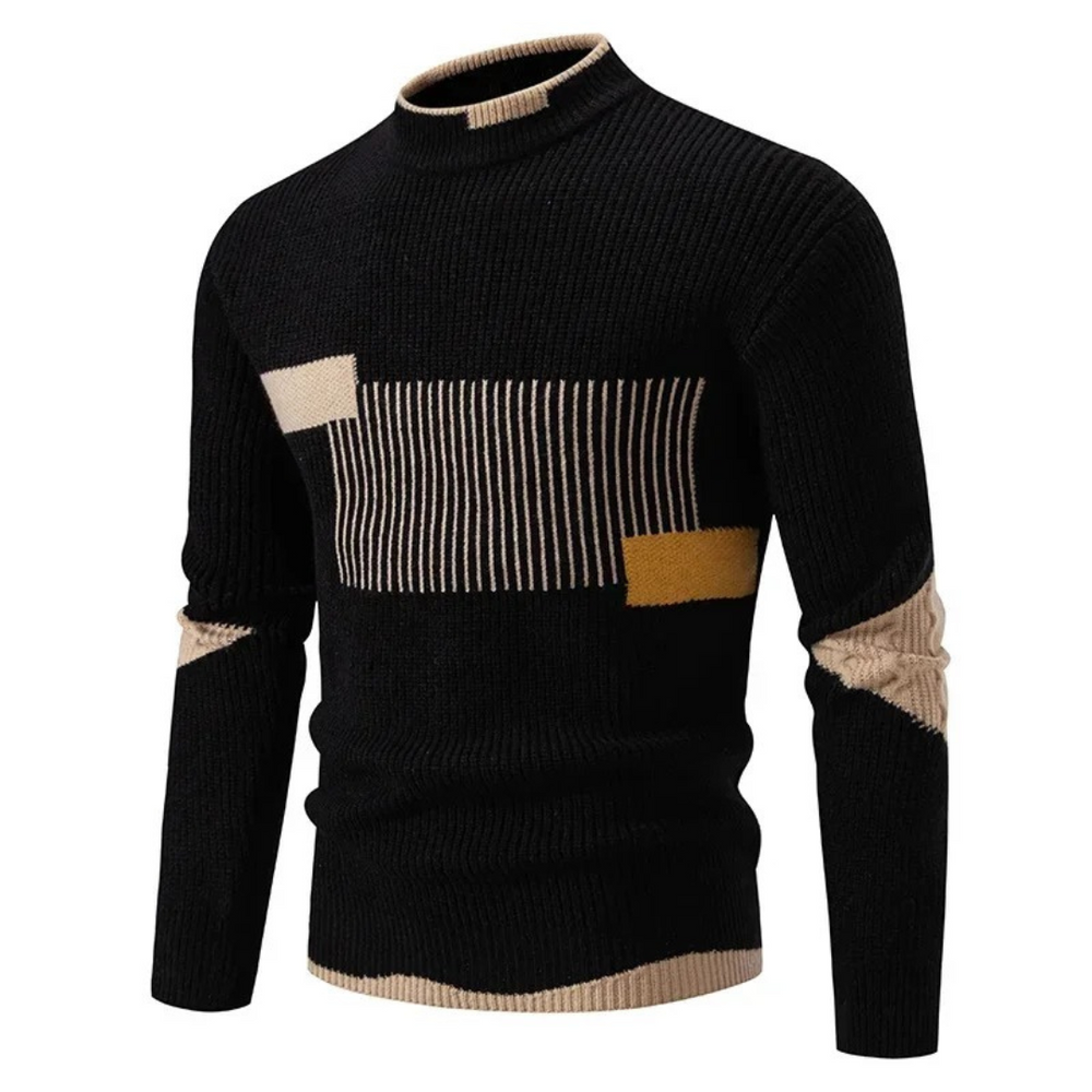 Geometric Knit Men's Jumper for Autumn in Geometrisch Schwarz