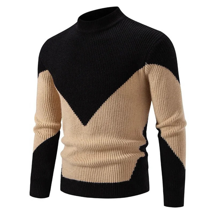 Geometric Knit Men's Jumper for Autumn in Schwarzer Diamant