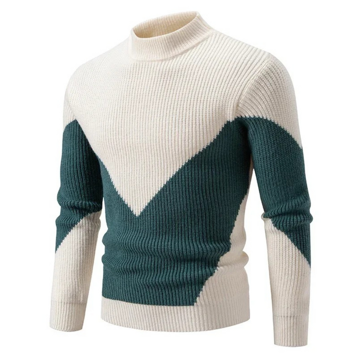 Geometric Knit Men's Jumper for Autumn in Weißer Diamant