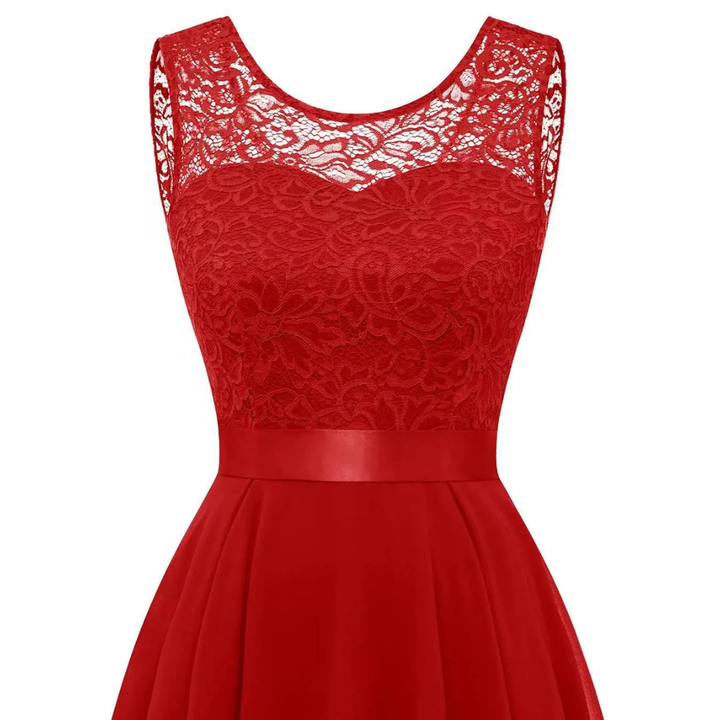 Grace Elegant High-Low Midi Wedding Guest Dress Foto 3