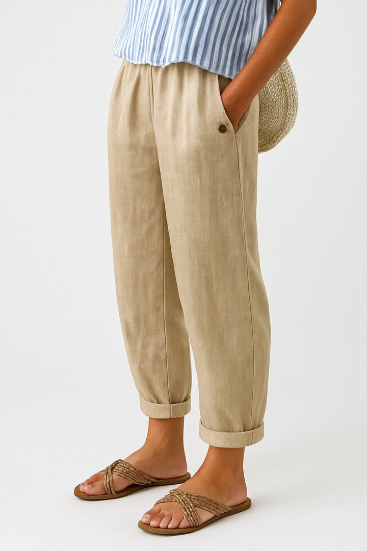 Gwen Linen Trousers in a Relaxed Barrel Fit Foto 1
