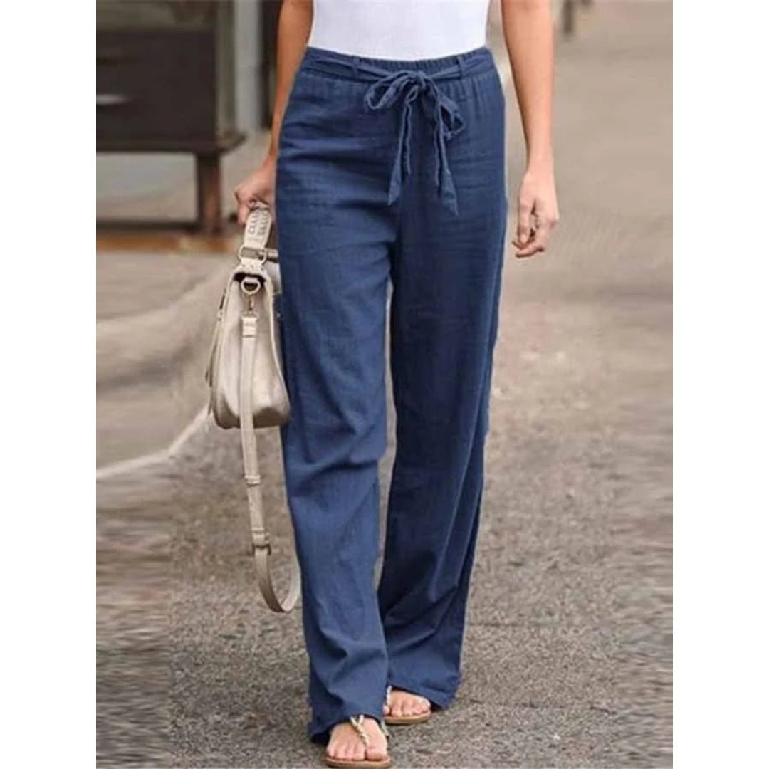 Heidi Straight Linen Trousers with Drawstring Foto 1