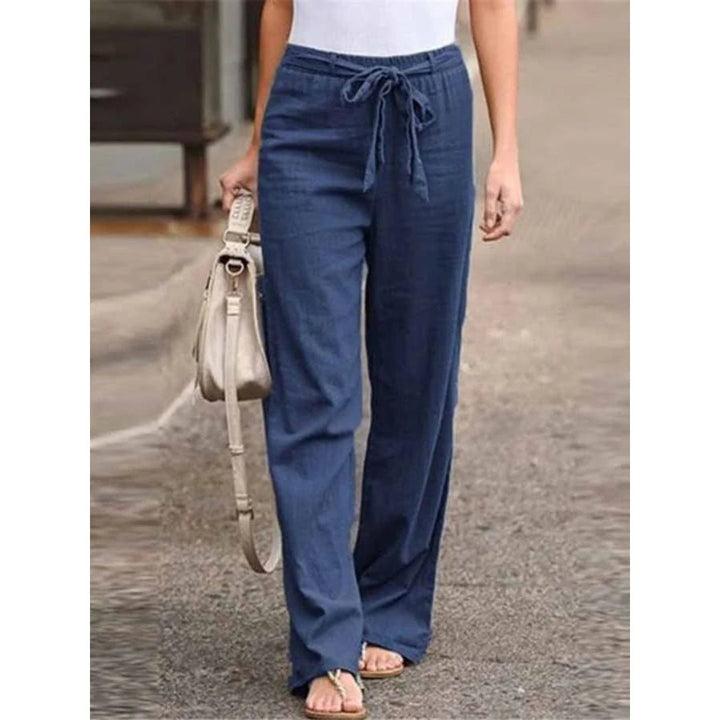 Heidi Straight Linen Trousers with Drawstring Foto 1