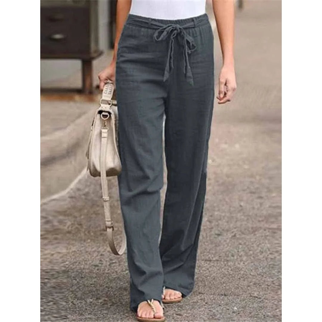 Heidi Straight Linen Trousers with Drawstring Foto 2