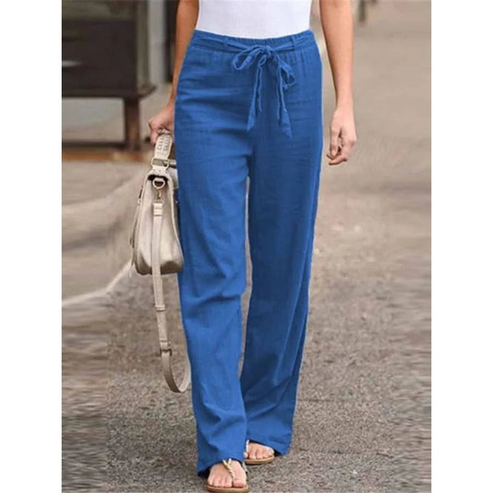 Heidi Straight Linen Trousers with Drawstring Foto 3