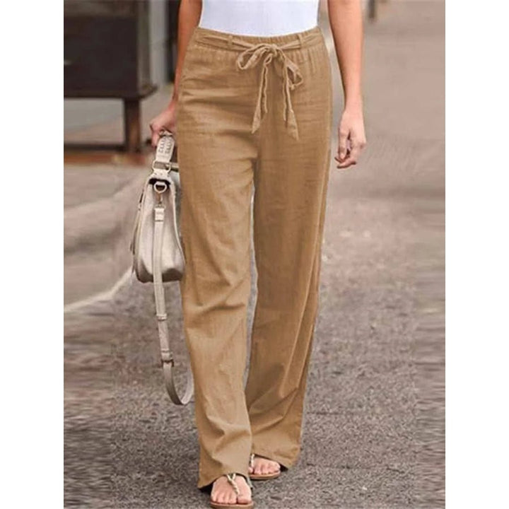 Heidi Straight Linen Trousers with Drawstring Foto 4