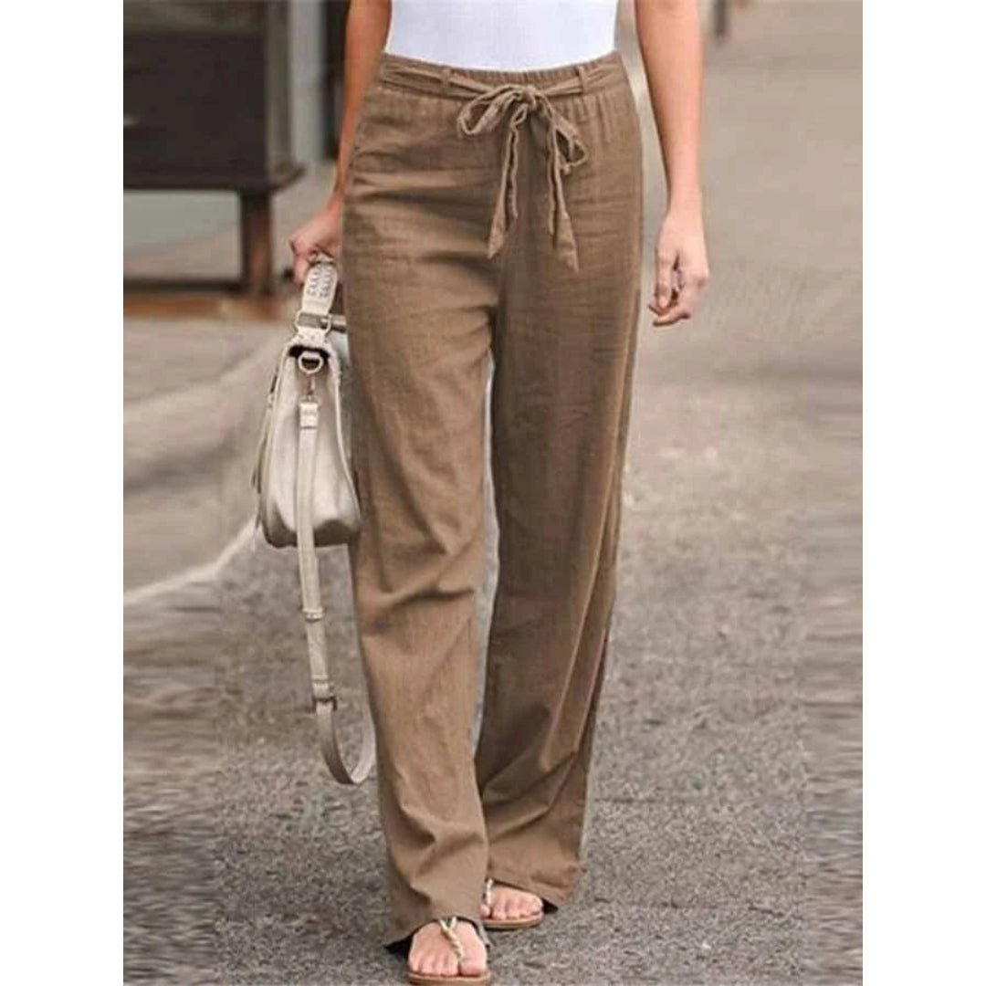Heidi Straight Linen Trousers with Drawstring Foto 6