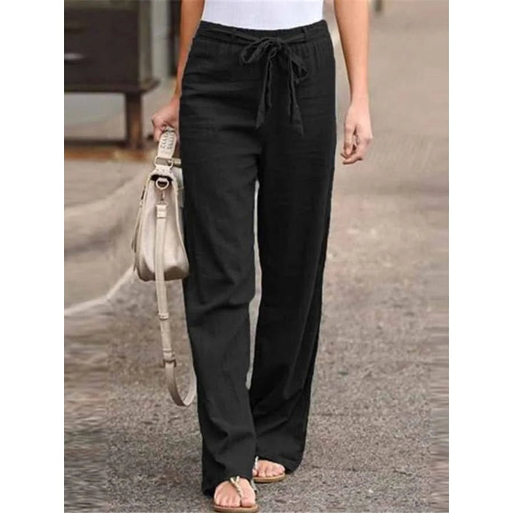 Heidi Straight Linen Trousers with Drawstring Foto 7
