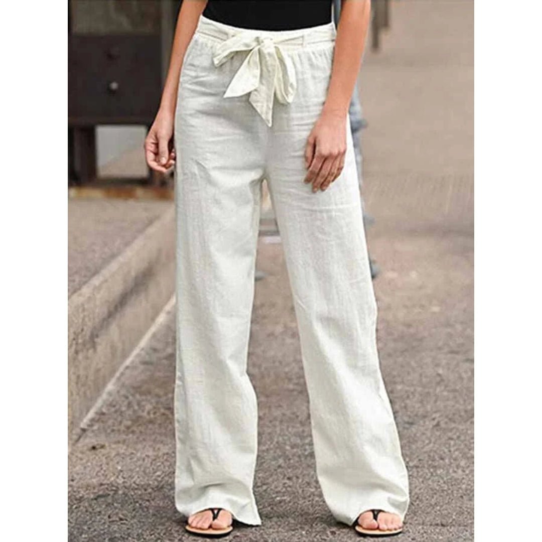 Heidi Straight Linen Trousers with Drawstring Foto 8
