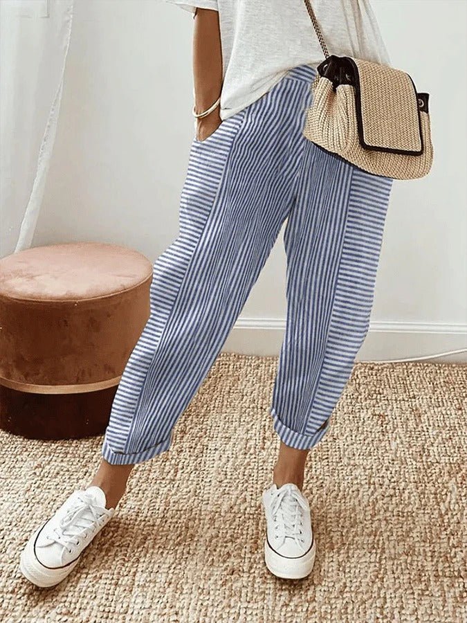 Jade Striped Linen Trousers in a Relaxed Fit Foto 1