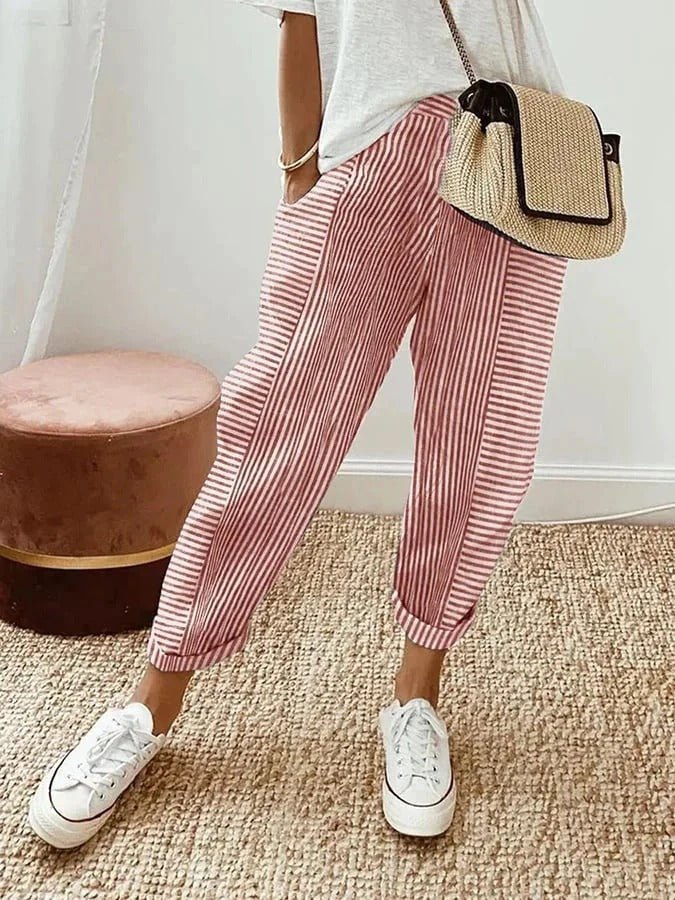 Jade Striped Linen Trousers in a Relaxed Fit Foto 2