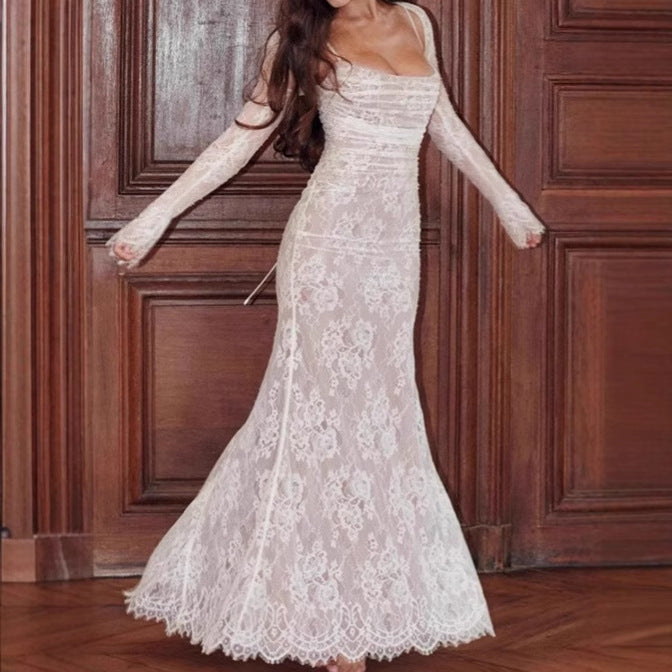 Jasmine Lace Long-Sleeve Mermaid Evening Dress Foto 2