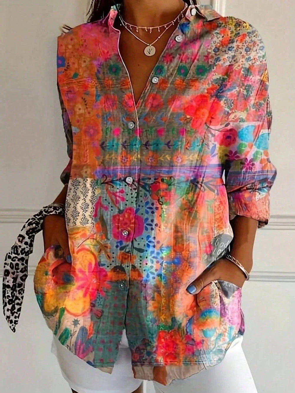 Josie Colourful Floral Blouse with Button Front Foto 2